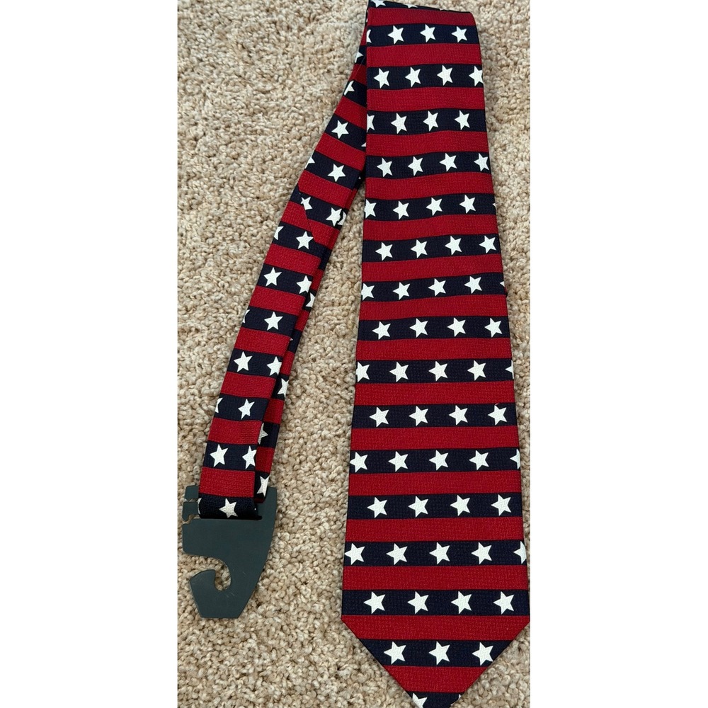 Addiction Mens American Flag Silk Tie Stars and Stripes Red White Blue Handmade